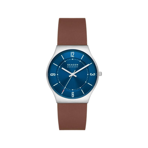 Skagen Men’s Grenen Three-Hand Date Watch with Leather Band