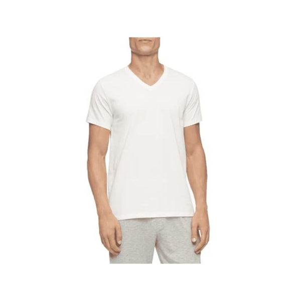 5 Calvin Klein Men’s Cotton Classics White V-Neck Undershirts