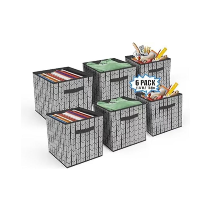 Set of 6 Fabric Cube Storage Organizer Bins