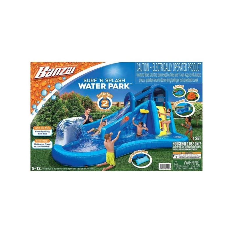 BANZAI Surf N’ Splash Inflatable Outdoor Water Park Slide