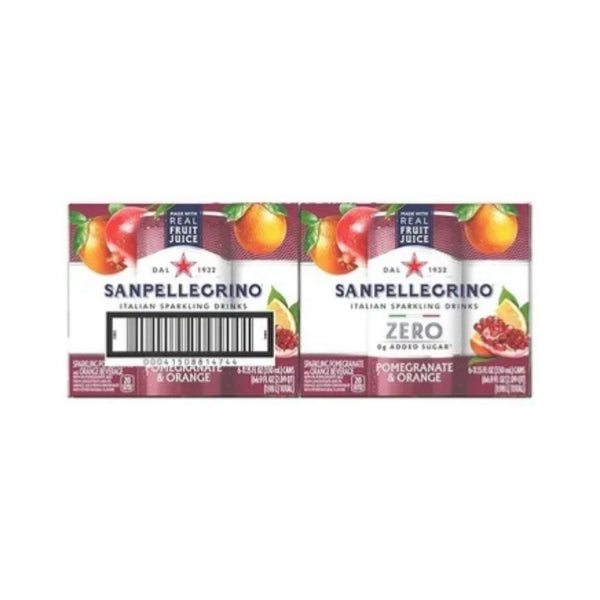 24 Pack Sanpellegrino Zero Grams Added Sugar Italian Sparkling Drinks Pomegranate Orange