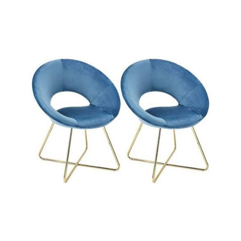 Set Of 2 Modern Velvet Accent Upholstered Chairs with Golden Legs
