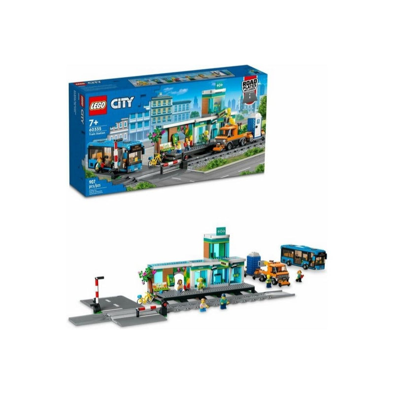 LEGO City Train Station Set with Bus, Rail Truck, and Tracks