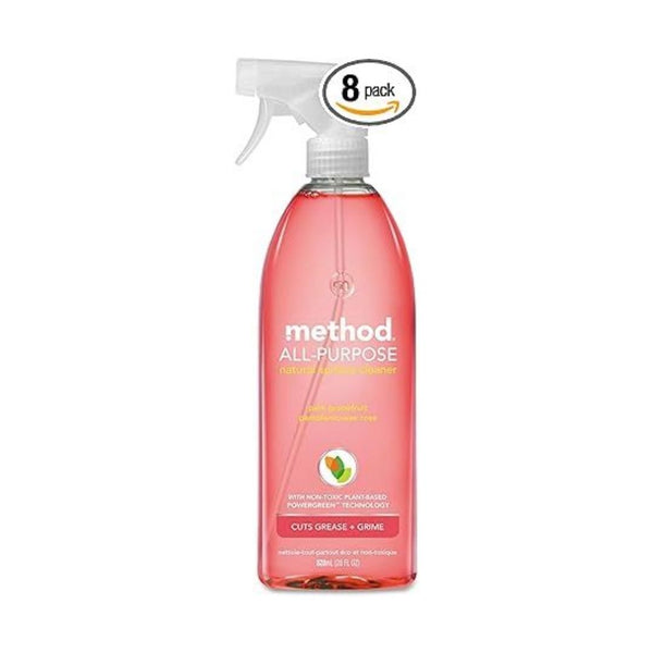 8 Bottles of Method All-Purpose Cleaner Spray, Pink Grapefruit (28 oz Spray Bottles)