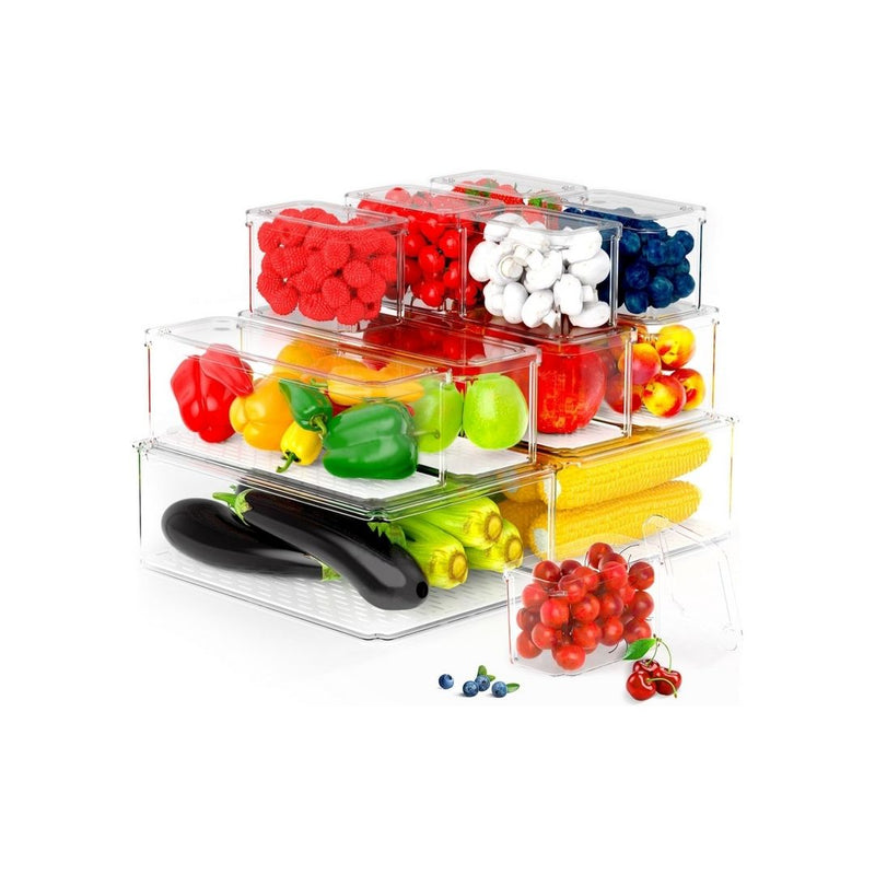 12 Pack Fridge Organizer Bins with Lids