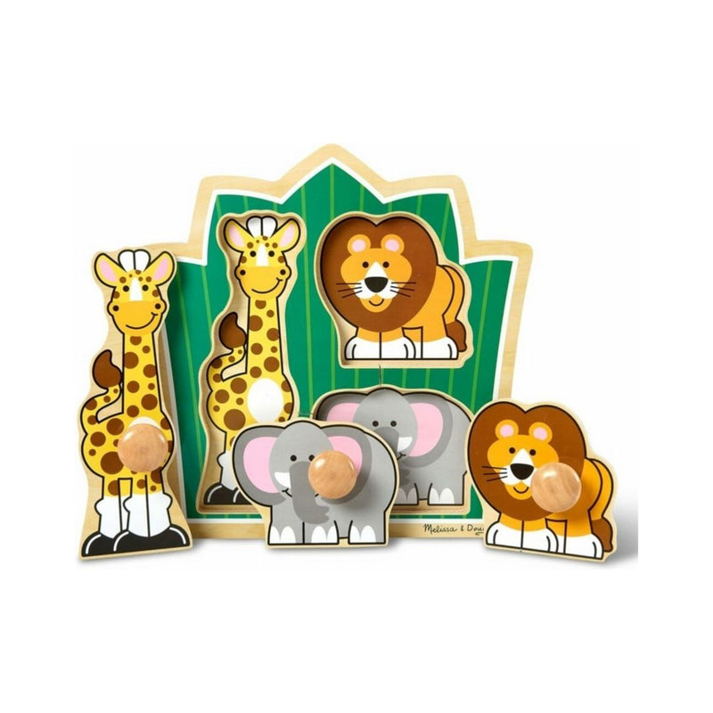 Melissa & Doug Jungle Friends Safari Animals Jumbo Knob Wooden Puzzle ...