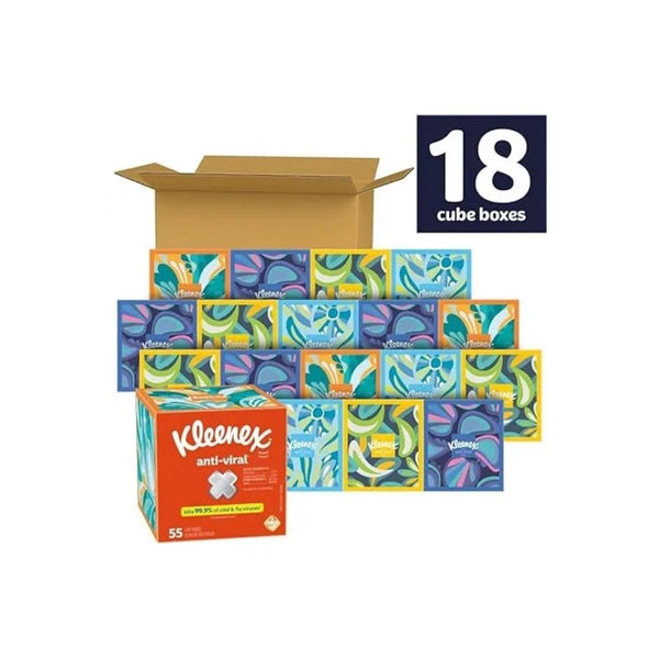 18 Cube Kleenex Anti-Viral Facial Tissues