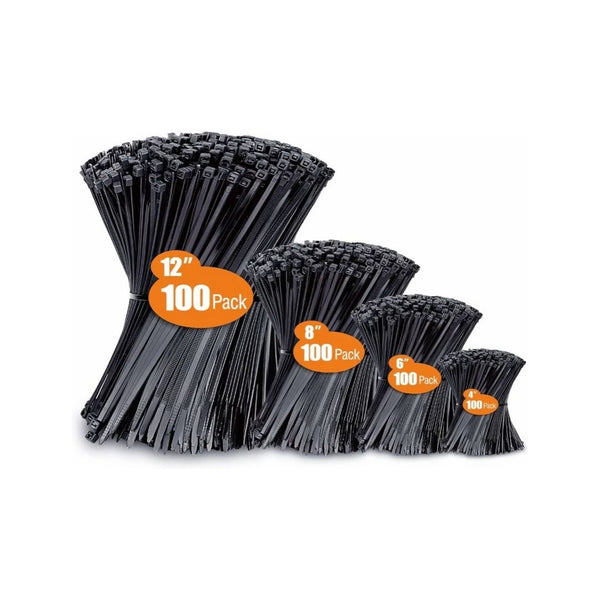 400 Pack Assorted Sizes Zip Ties