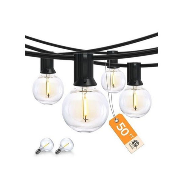 50Ft Patio Lights with 25+2 Shatterproof LED Bulbs