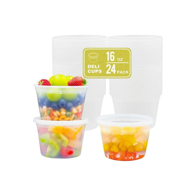 24 Pack Food Storage 16 oz Containers with Lids