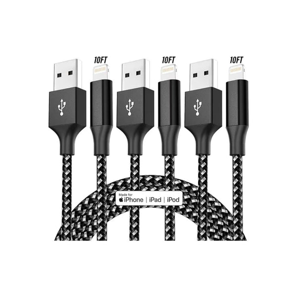 3-Pack 10FT iPhone Charger Cord