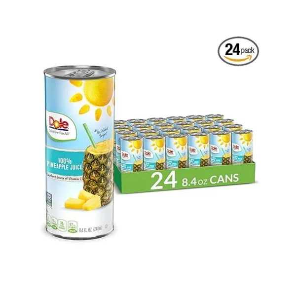 Pack of 24 Dole 100% Pineapple Juice with Added Vitamin C, 8.4 Fl Oz Cans