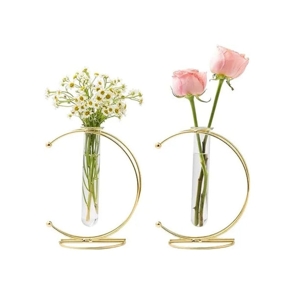 2Pc Gold Glass Vase