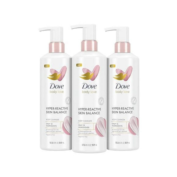 3 Count Dove Body Love Body Cleanser for Reaction-Prone Skin