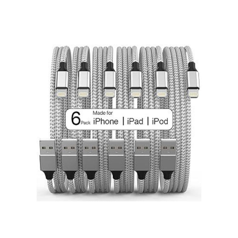 6-Pack Apple iPhone Charger Cable (3/3/6/6/6/10ft)