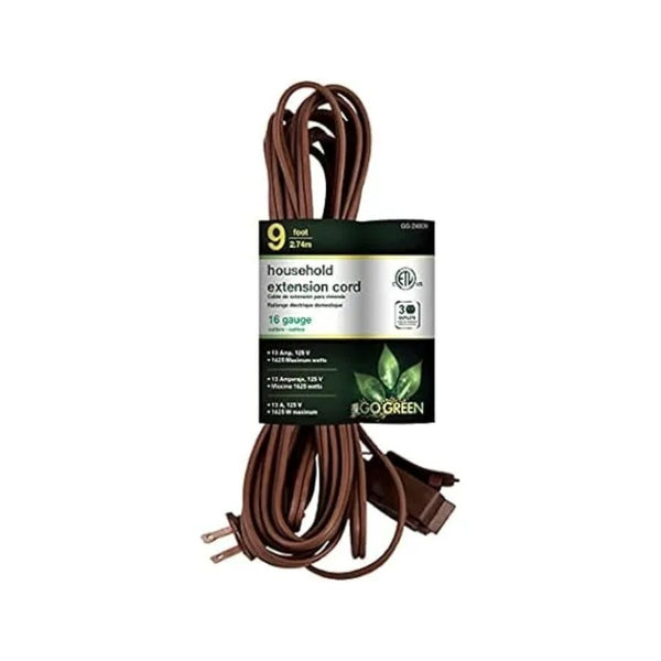 9-Foot GoGreen Power 3-Outlet 16/2 Household Extension Cord