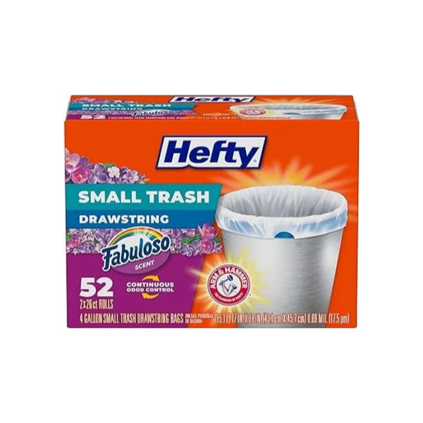 52 Ct Hefty Small Trash Bags, 4 Gallon, Fabuloso Scent