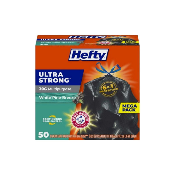 50-Ct Hefty Ultra Strong Multipurpose Large Trash Bags, 30 Gallon