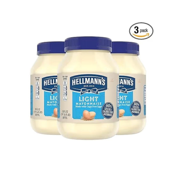 3 Jars Of 30 oz Hellmann’s Light Mayonnaise