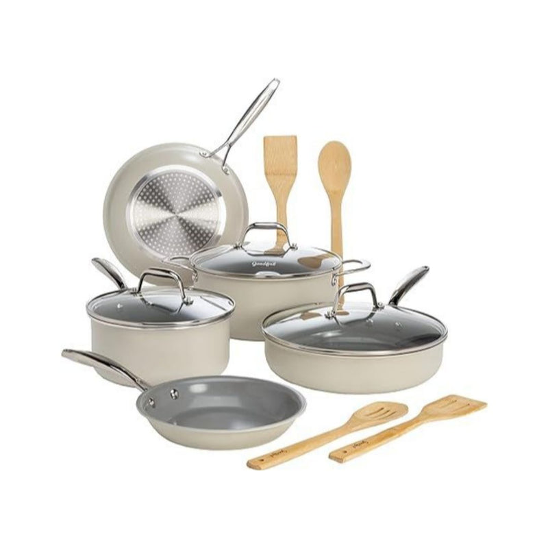 Ceramic Nonstick Pots and Pans Set, 12-Piece