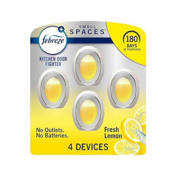 Febreze Small Spaces, Heavy Duty Lemon Scent, 4 Count