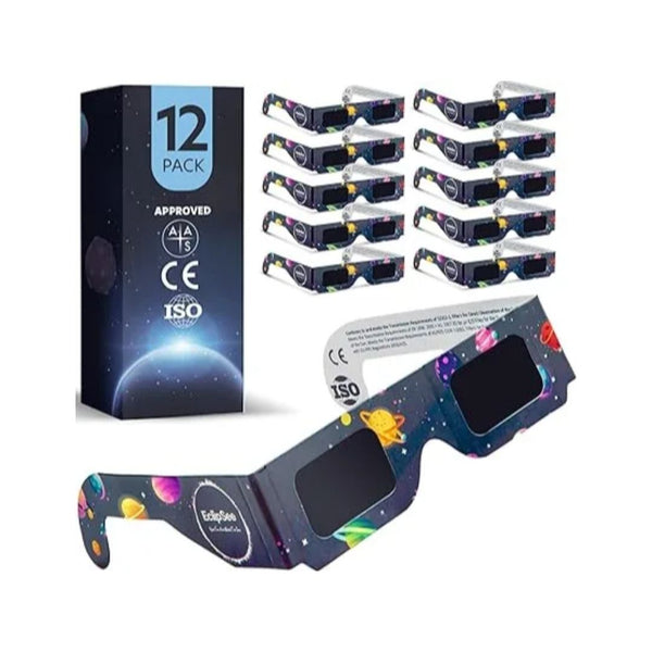 Pack of 12 CE and ISO Certified Solar Eclipse Glasses