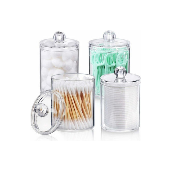 4 Pack Clear Plastic Apothecary Jar Set