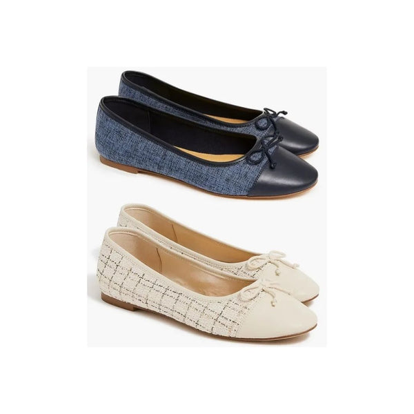 J. Crew Factory Tweed Ballet Flats (Navy or Natural) simplexdeals