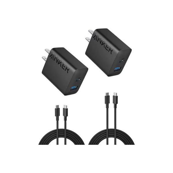 Set Of 2 Anker 20W Fast Wall Chargers With 5′ USB-C Cables