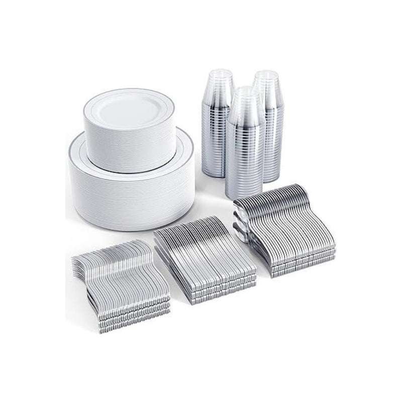 600Pcs Silver Dinnerware Set
