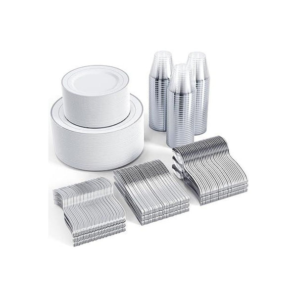 600Pcs Silver Dinnerware Set