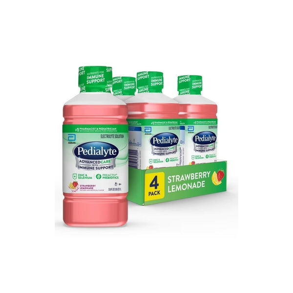 4 Bottles of Pedialyte AdvancedCare Electrolyte Solution, Strawberry Lemonade