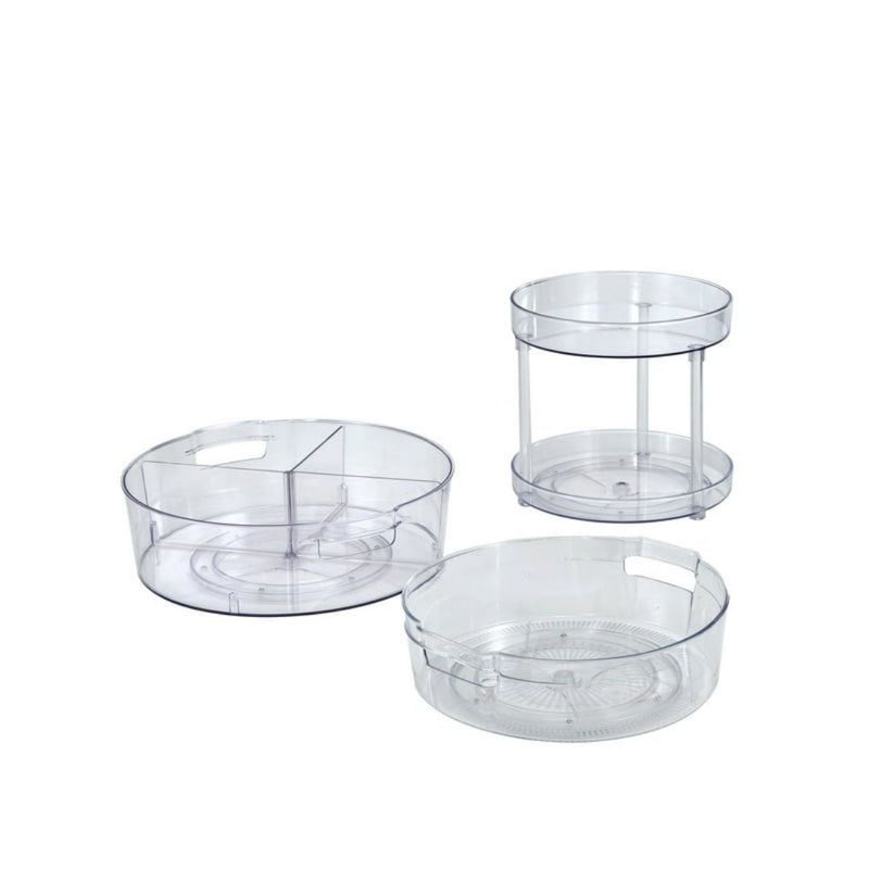 3Pc Mainstays Clear Plastic Turntable Set