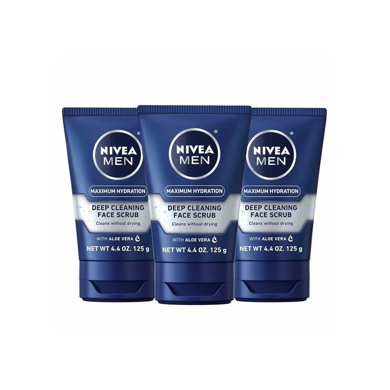 3 Pack NIVEA MEN Maximum Hydration Deep Cleaning Face Scrub With Aloe Vera
