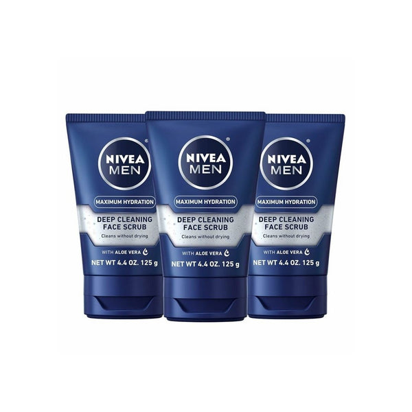 3 Pack NIVEA MEN Maximum Hydration Deep Cleaning Face Scrub With Aloe Vera