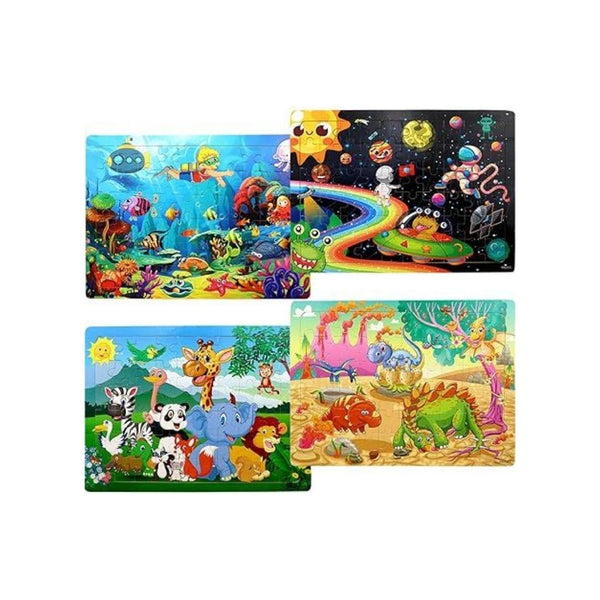 4-Pack Wooden Jigsaw Puzzles for Kids