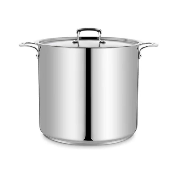 24 Quart Brushed Stainless Steel Stockpot, Heavy Duty Induction Pot