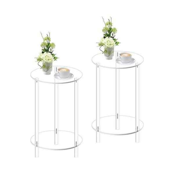 Acrylic Round Side Table, Modern Clear End Table Set of 2