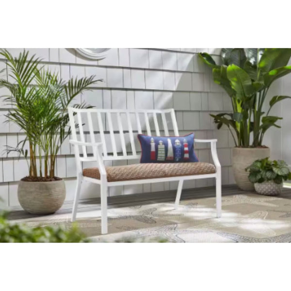 2-Person White Steel Outdoor Bench