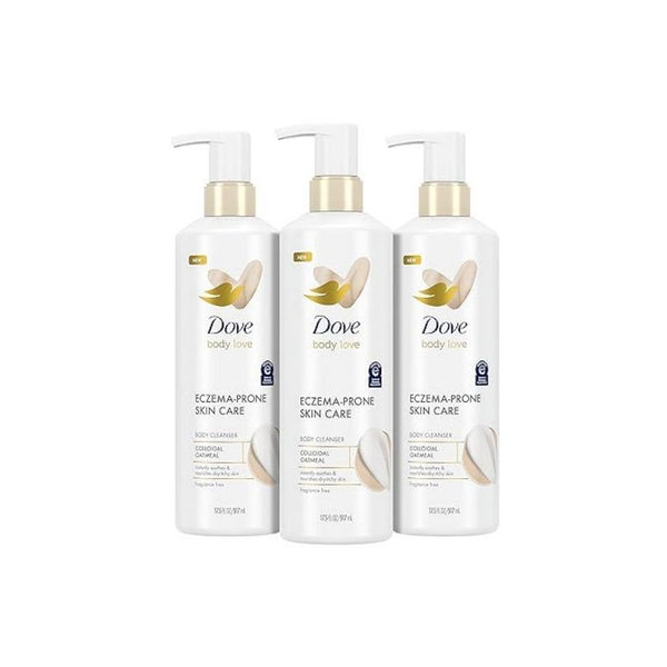 3 Count Dove Body Love Body Cleanser Eczema-Prone Skin Care Colloidal Oatmeal