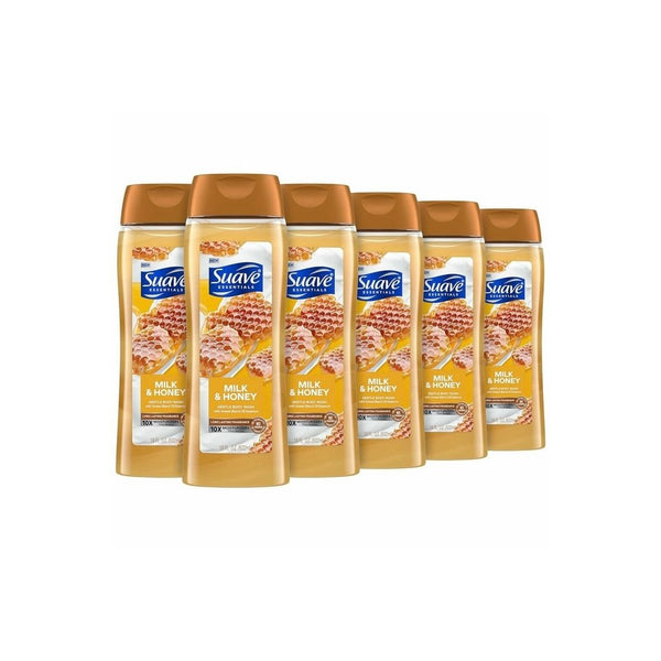6 Bottles of Suave Moisturizing Body Wash, with Milk & Honey and Vitamin E Extract