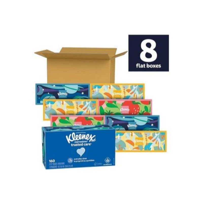 8-Boxes Kleenex Expressions Trusted Care Facial Tissues (160 Tissues per Box)