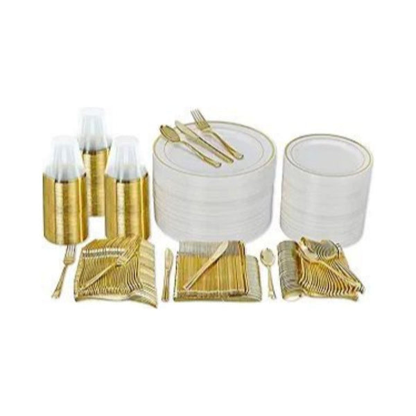 600 Piece Plastic Disposable Dinnerware Set