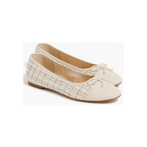 J. Crew Factory Tweed Ballet Flats (Navy or Natural)