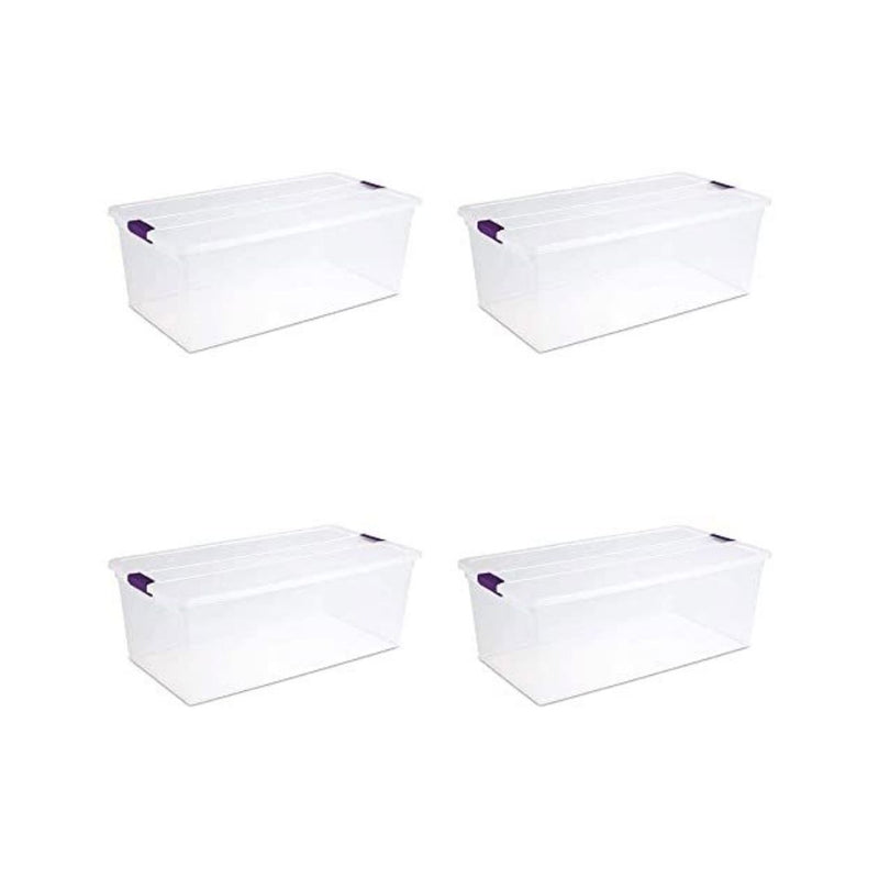 Set Of 4 Sterilite 110 Qt ClearView Latch Storage Bins