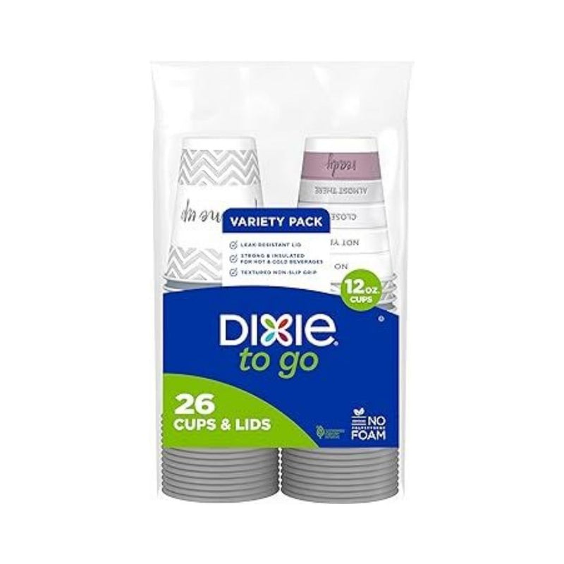 Dixie To Go Coffee Cups and Lids, 12 Oz, 26 Count
