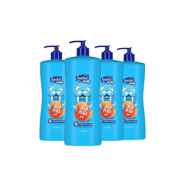 Pack of 4 Suave Kids 3-in-1 Tear Free, Body Wash, Shampoo and Conditioners