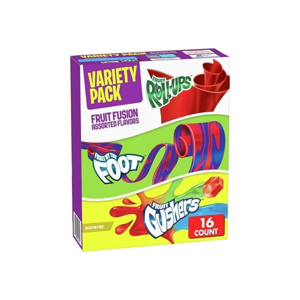 16-Count Fruit Roll-Ups, Fruit by the Foot, Gushers, Variety Pack