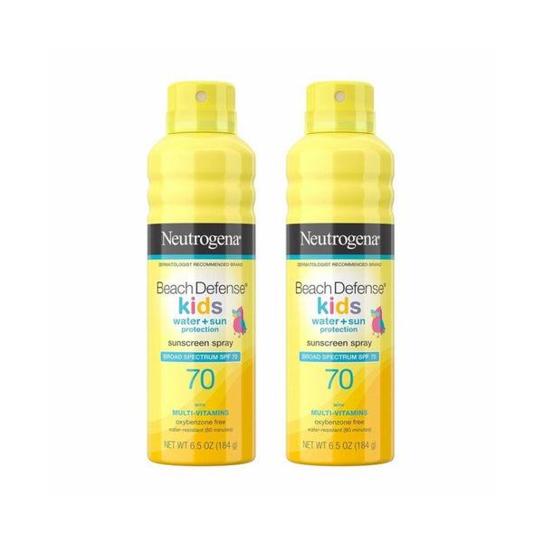 Pack of 2 Neutrogena Beach Defense Kids Water-Resistant Sunscreen Spray, Broad Spectrum SPF 70