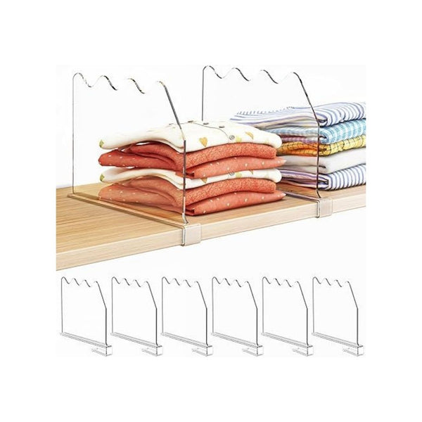6 Pack Clear Shelf Dividers for Closet Organization
